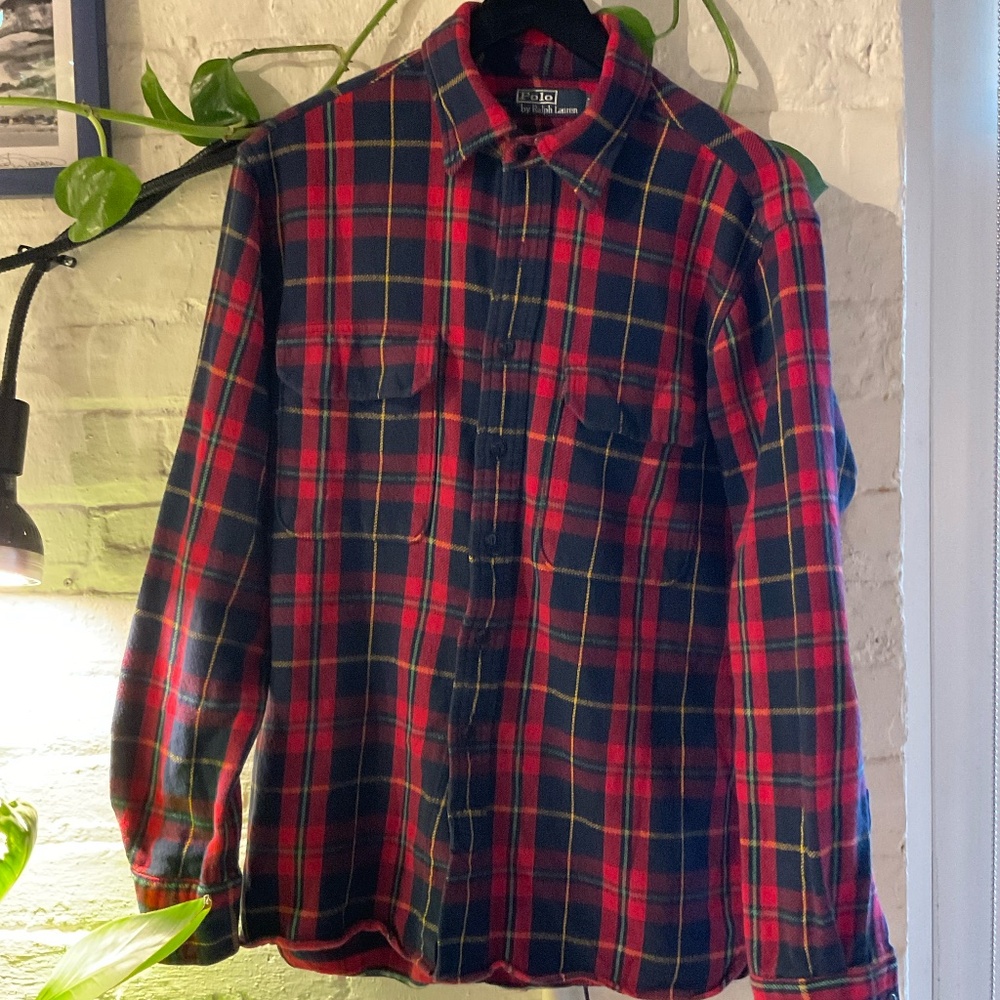 Vintage Polo by Ralph Lauren Large 90’s Flannel with Professor Patches